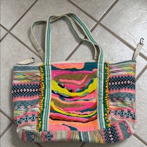 American & Beyond Colorful Patterned Tote Bag